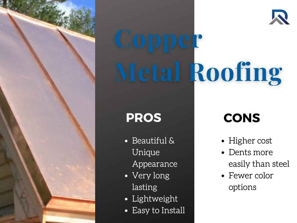 Copper metal roofs are beautiful, very long lasting, lightweight, and easy to install.
